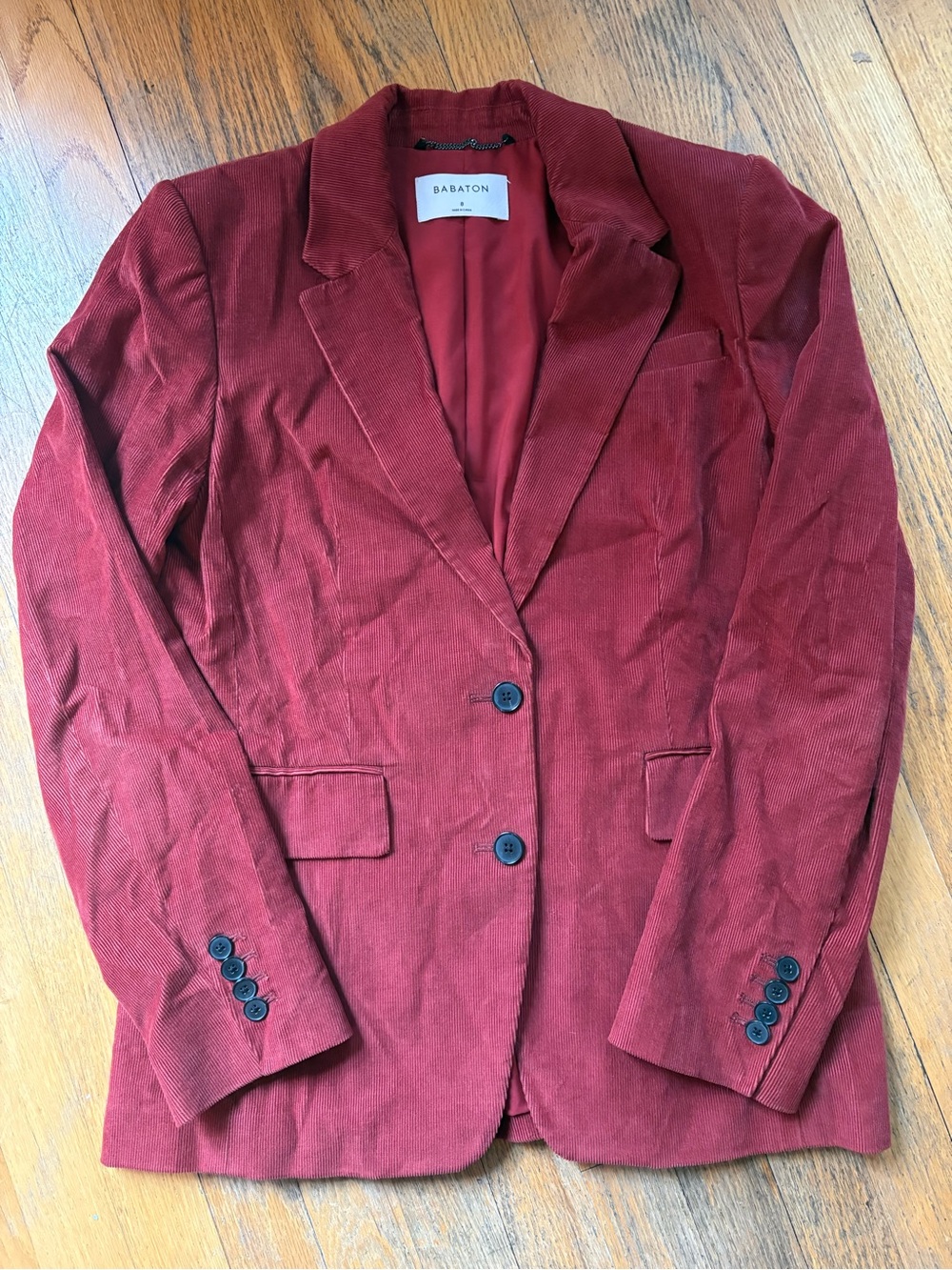 Babaton Taylor Burgundy Corduroy Blazer